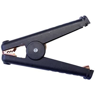 Pince de démarrage noire avec contact métallique. Utilisée pour charger ou démarrer un véhicule.
