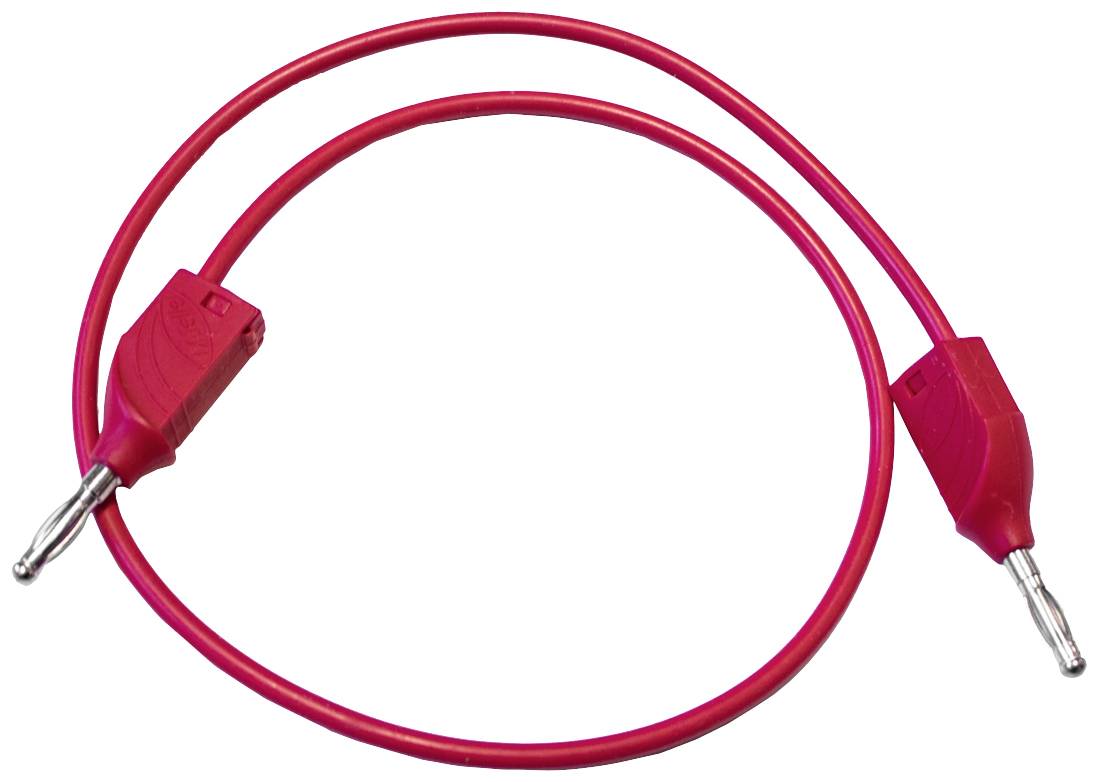 Câble de connexion rouge avec deux extrémités dénudées, souvent utilisé pour des tests électriques ou pour connecter des appareils.