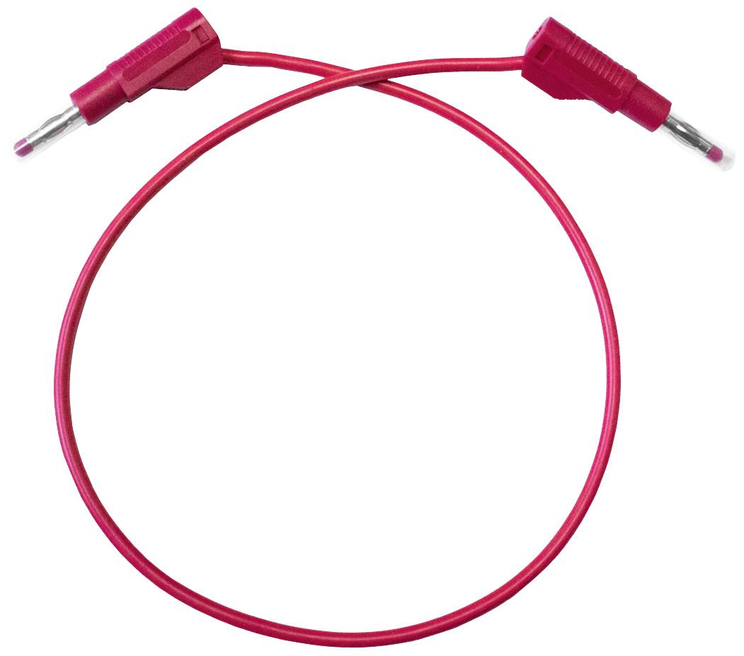 Câble banana rouge à deux fiches, souvent utilisé dans les équipements électroniques et de mesure.