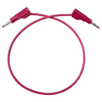 Câble banana rouge à deux fiches, souvent utilisé dans les équipements électroniques et de mesure.