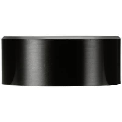 Haut-parleur noir, cylindrique, à surface lisse et avec un léger reflet lumineux ; ne présentant aucun logo ni élément de commande.
