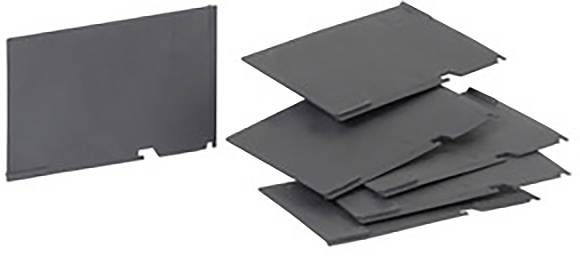 Une pile de cartes en plastique noir de forme rectangulaire, avec une autre carte séparée à côté.