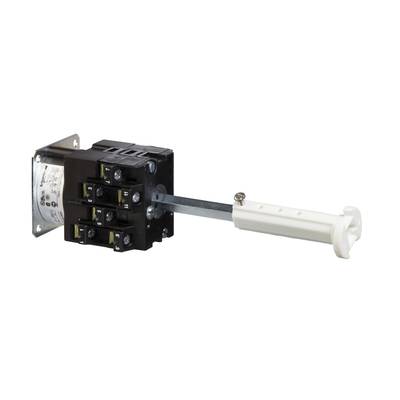 Un interrupteur électrique avec un long levier blanc. L'interrupteur montre son câblage interne et ses connexions électriques.