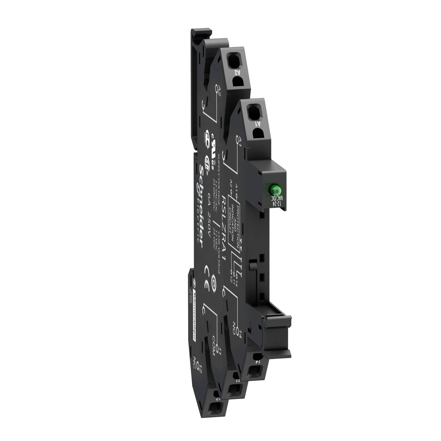 Un adaptateur de relais électronique de Weidmüller, fin, noir, avec plusieurs connexions, adapté aux applications industrielles.