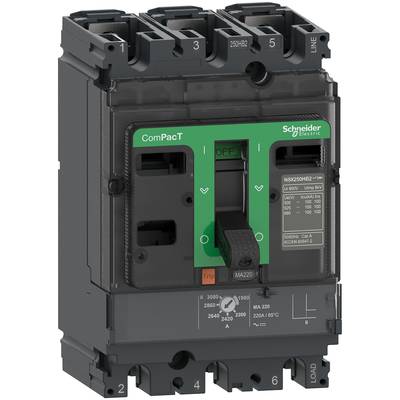 Interrupteur de Schneider Electric, modèle ComPacT, affichant le statut de fonctionnement et les éléments de commande, adapté aux systèmes de distribution électrique.