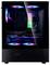 Un PC de jeu avec un boîtier transparent révèle des composants éclairés par LED, y compris une carte graphique et de la RAM aux couleurs arc-en-ciel.