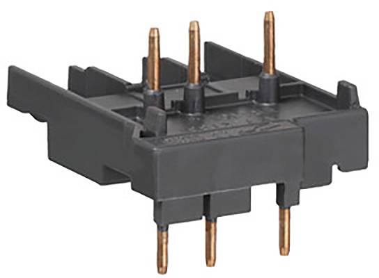 Module de relais noir avec quatre broches en cuivre, servant à la connexion électrique dans les circuits électroniques.