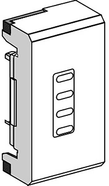 Dessin d'un composant électronique rectangulaire avec plusieurs connexions sur un côté.