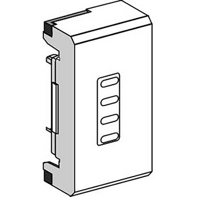 Dessin d'un composant électronique rectangulaire avec plusieurs connexions sur un côté.