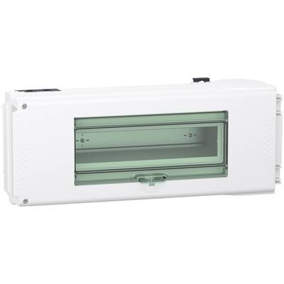 Boîte de fusibles blanche avec couvercle transparent vert, adaptée pour le montage de plusieurs circuits dans un système électrique.