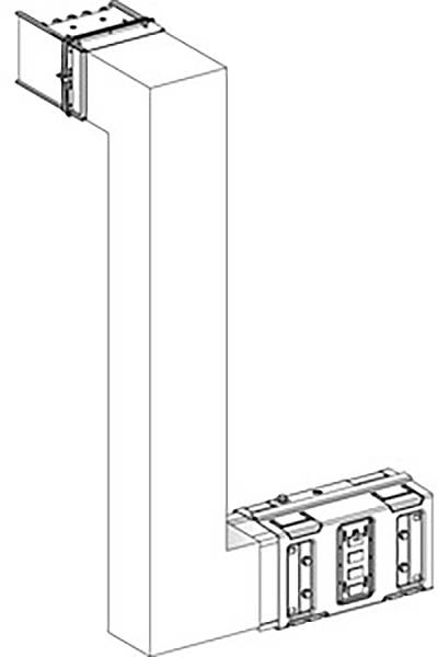 Diagramme d'un canal de ventilation vertical avec deux points de raccordement.
