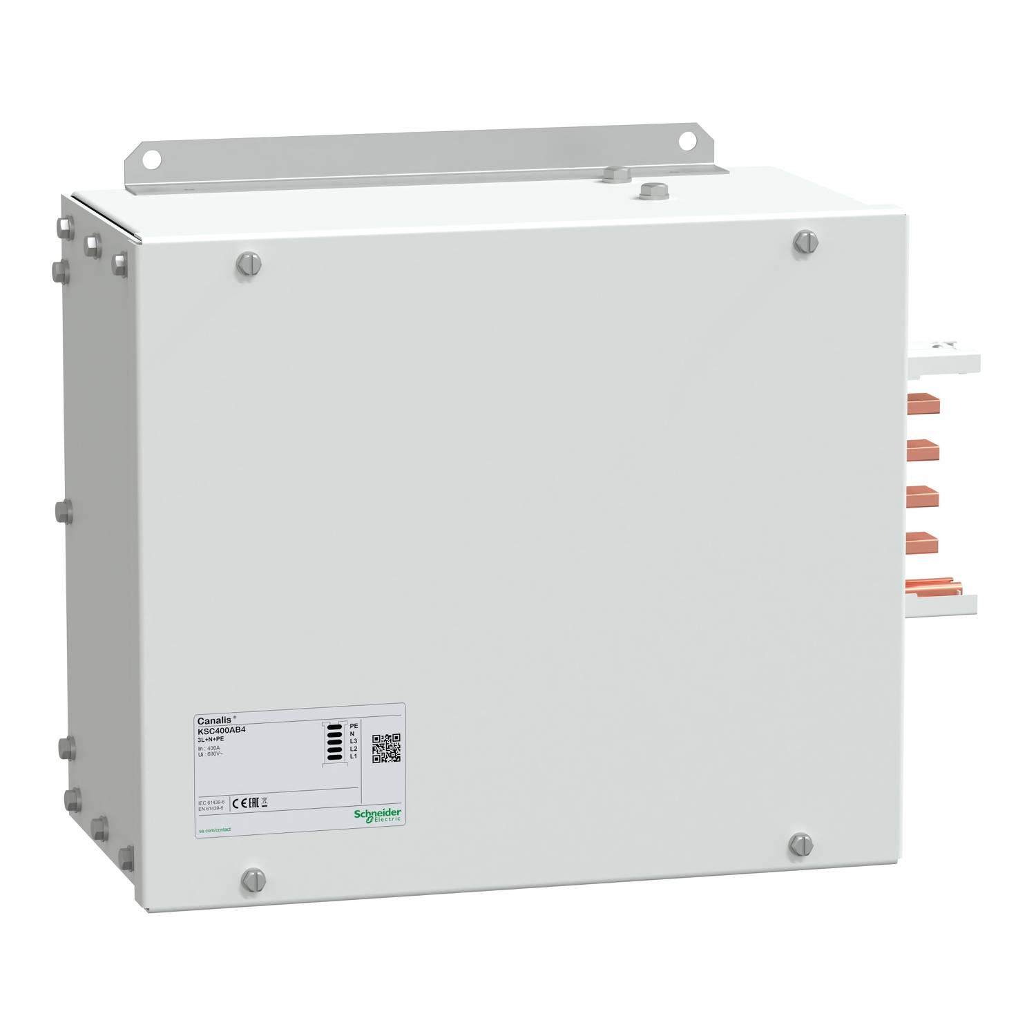 Schneider Electric KSA400AB4 Alimentation finale KSA, 400A, montage à gauche + à droite Alimentation terminale blanc 1 p