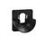 Support en plastique noir avec base carrée et ouverture semi-circulaire, adapté pour la fixation de câbles ou de tuyaux sur des surfaces.