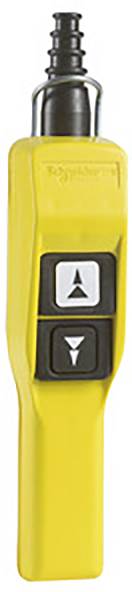 Télécommande jaune avec deux touches noires pour le contrôle vers le haut et vers le bas.