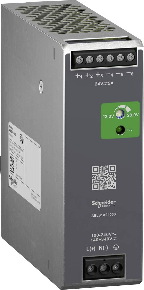 Schneider Electric ABLS1A24050 Alimentation électrique cadencée, OPTIMUM, 100-240 VAC, 24 VDC, 5A, 120 W, monophasé Accessoires pour petits distributeurs 1 pc(s)