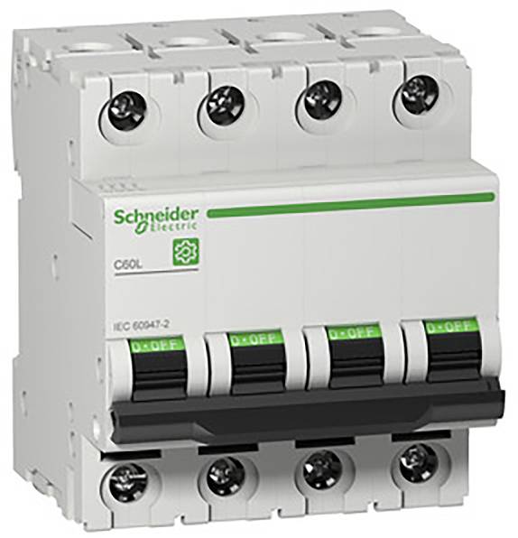 Un interrupteur de Schneider Electric, modèle C60L, avec quatre interrupteurs à bascule, chacun étiqueté 'ON' et 'OFF'.