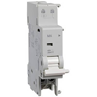 Un disjoncteur automatique en blanc avec un levier indiquant 'MX', destiné aux tableaux électriques ou aux boîtes de distribution.
