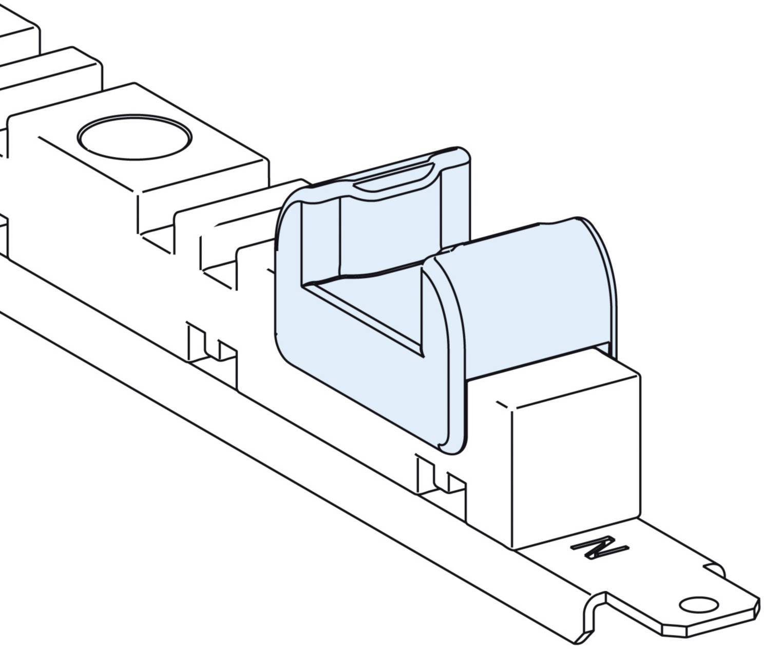 Un modèle 3D d'une borne de raccordement électrique avec une connexion de fil C2L. Montre la structure et les possibilités de fixation.