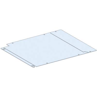 Une pièce métallique rectangulaire avec des trous de vis. Elle sert probablement de couvercle ou de fixation dans un dispositif technique.