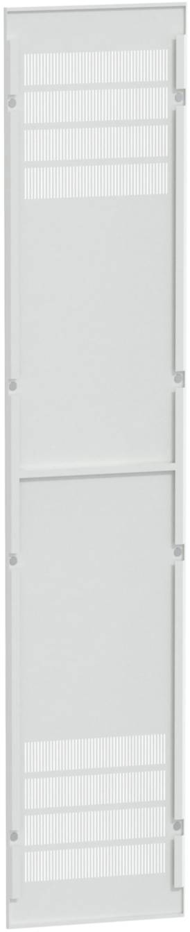 Grille métallique blanche rectangulaire avec des fentes horizontales.