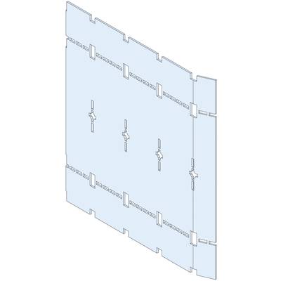 Dessin technique d'un composant avec des connexions enfichables et des découpes, probablement destiné à la construction modulaire d'un système plus important.
