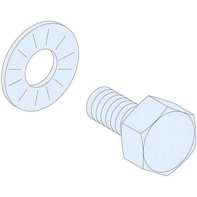 Une vis et une rondelle dentée dans un dessin technique, montrant comment les pièces peuvent s'assembler.