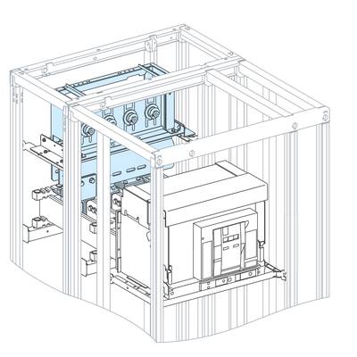 Un dessin technique d'un boîtier électrique avec des composants de câblage et des structures internes visibles.