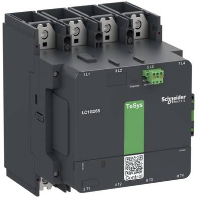 Un contacteur de la marque Schneider Electric, modèle 'TeSys LC1G265', avec plusieurs bornes et un code QR sur la face avant.