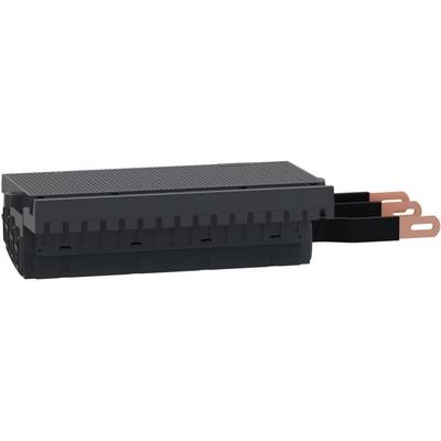 Un connecteur électrique noir avec deux contacts en cuivre sur le côté, adapté aux applications électriques.