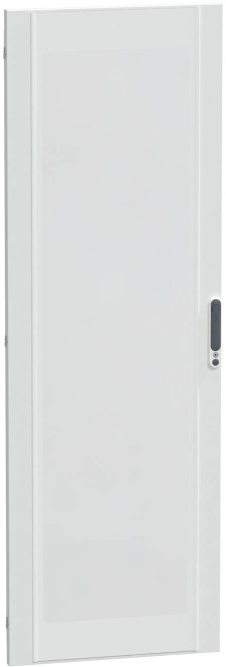 Porte d'armoire blanche avec une poignée moderne, adaptée aux meubles de bureau ou aux espaces de vie contemporains. Surface lisse sans motifs visibles.