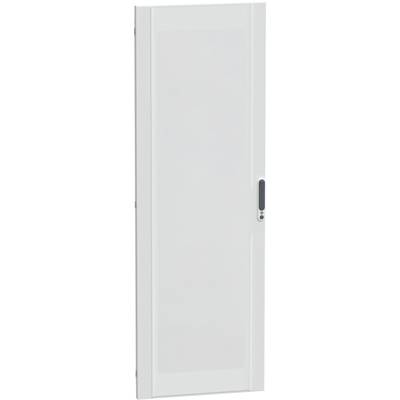 Porte d'armoire blanche avec une poignée moderne, adaptée aux meubles de bureau ou aux espaces de vie contemporains. Surface lisse sans motifs visibles.