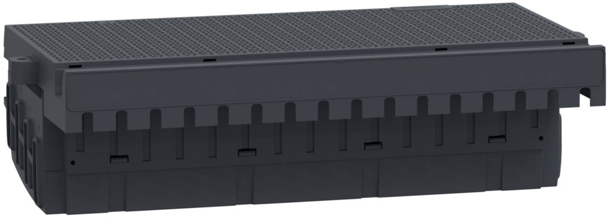 Batterie noire, rectangulaire, à compartiments multiples, adaptée aux appareils électroniques.