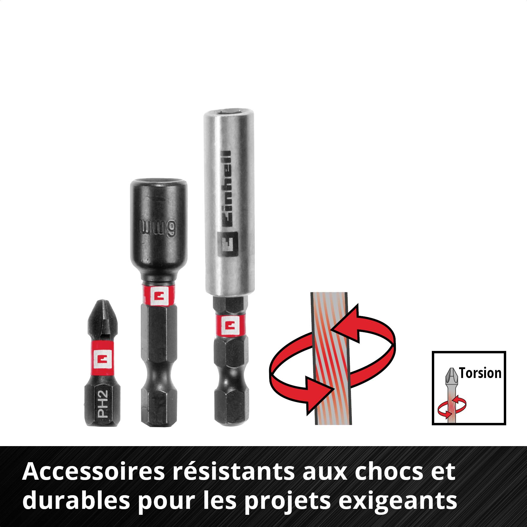 Accessoire d'outillage robuste et durable : embout Torx, adaptateur de tournevis et fonction de torsion, pour des projets exigeants.