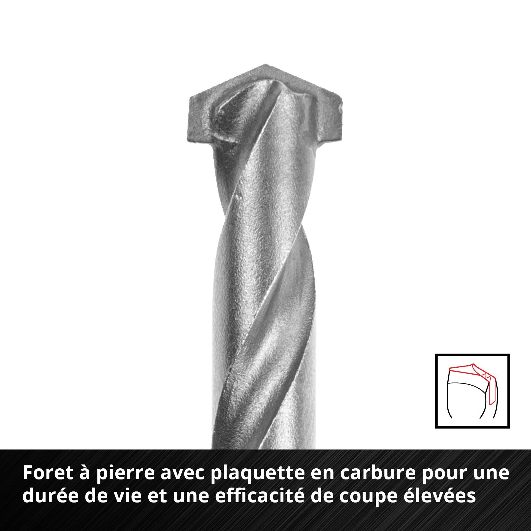 Foret en argent avec plaque en carbure métallique pour une durée de vie et une performance de coupe élevées, illustration de l'outil de forage.