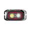Une petite lampe LED rectangulaire avec deux sources lumineuses rondes, entourée d'un cadre rouge, avec des supports latéraux.