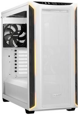 Tour midi BeQuiet Shadow Base 800 DX White Boîtier PC  blanc installation du disque dur sans outils, éclairage intégré, filtre anti-poussière, fenêtre latérale