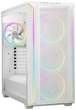 Tour midi BeQuiet Shadow Base 800 FX White Boîtier PC  blanc éclairage intégré, fenêtre latérale, installation du disque dur sans outils, 4 ventilateurs LED pré-installés, filtre anti-poussière