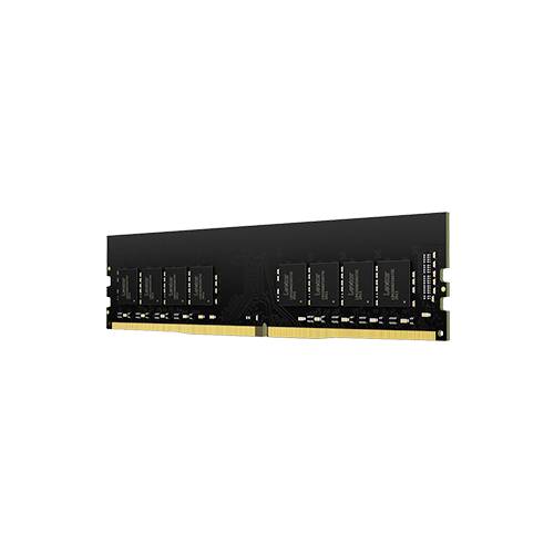 Un module RAM noir avec plusieurs puces mémoire, typique pour les ordinateurs, sur un fond blanc.