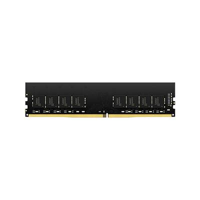 Un module RAM avec un PCB noir et des contacts dorés, utilisé pour l'extension de la mémoire d'ordinateur.