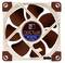 Ventilateur Noctua, modèle NF-A8 FLX, en marron et beige. De forme carrée, pour le refroidissement de PC, avec logo et spécifications techniques.