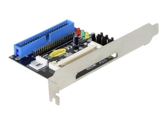 Une carte PCI avec interface IDE et des LED indiquant son état de fonctionnement. Elle est installée dans les cartes mères d'ordinateurs pour connecter des anciens périphériques de stockage.