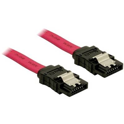 Deux câbles SATA rouges avec des connecteurs noirs pour le transfert de données dans les ordinateurs et les disques durs.