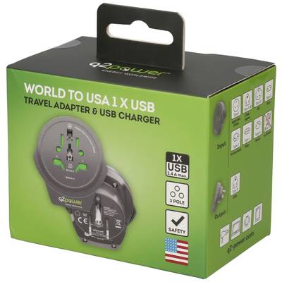 Adaptateur de voyage World to World USB - Q2Power