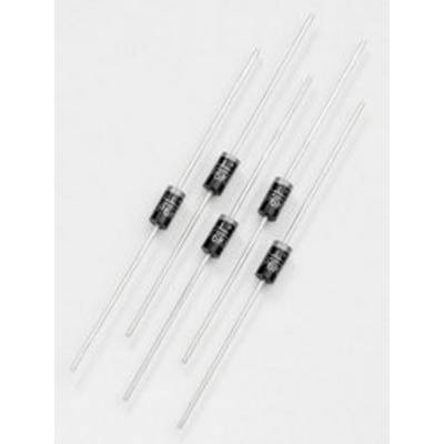 'Cinq diodes noires avec des inscriptions blanches, disposées uniformément sur une surface claire.'