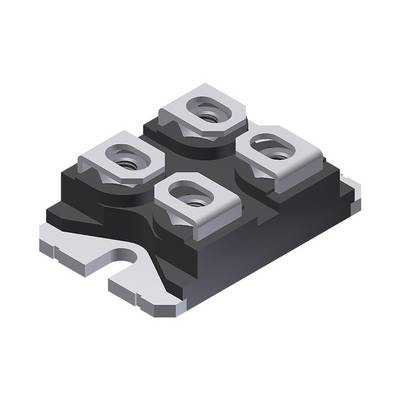 L'image représente une pièce métallique avec quatre trous filetés disposés en carré sur une base noire.