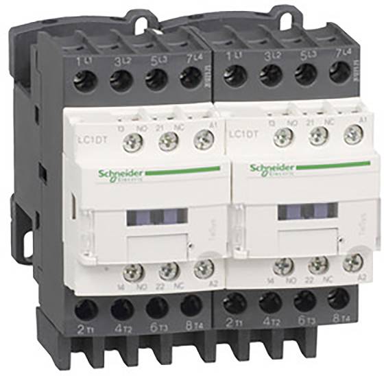 Deux fusibles côte à côte, blancs et noirs, avec le logo 'Schneider Electric' imprimé dessus, munis de plusieurs bornes de connexion en haut et en bas.