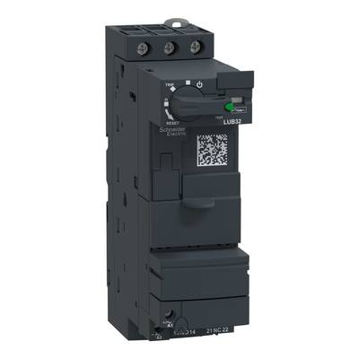Un disjoncteur noir portant l'inscription 'Reset Schneider Electric' et un code QR. Il offre protection et contrôle pour les systèmes électriques.