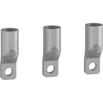 Trois cosses métalliques, chacune dotée d'un tube rond et d'un trou plat sur la face inférieure pour la connexion de câbles.
