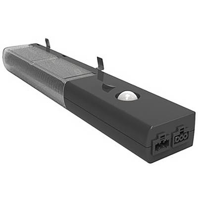 Un dispositif rectangulaire noir avec un capteur et deux connexions. Probablement un module ou un outil technique.