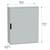 Une armoire métallique grise avec les dimensions indiquées : 852 mm (33,5 po) de large, 1056 mm (41,6 po) de hauteur et 350 mm (13,8 po) de profondeur.